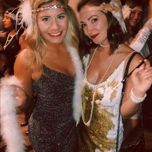 FREE PEOPLE WHITE/GOLD SPARKLE DRESS